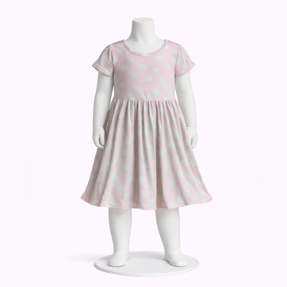 Posh Peanut Other - Polka Dot Kids Dress in Pink and White